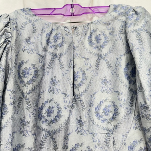 NWT Loveshackfancy Bow Pearla Blue Haze Mini Dress Size 8 - Picture 11 of 16